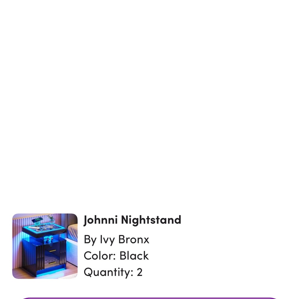 Ivy Bronx Black Nightstand with Blue LED Highlights
